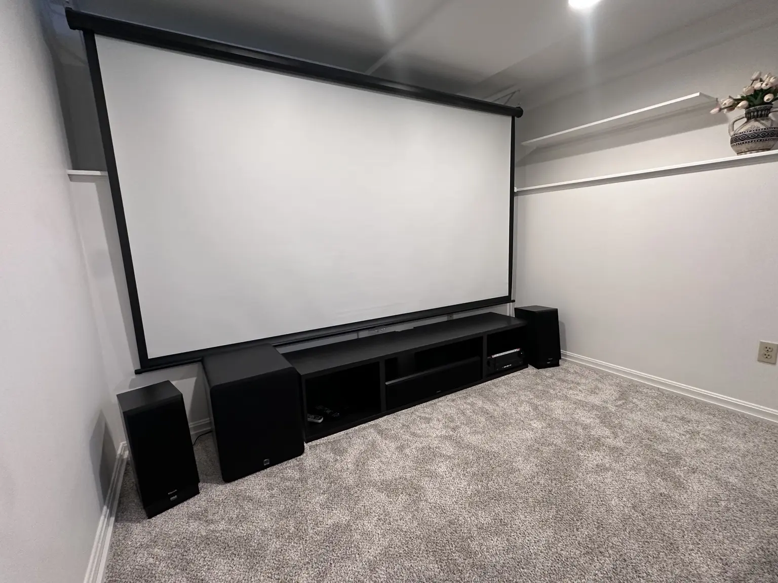 Completed private cinema with projection and surround sound